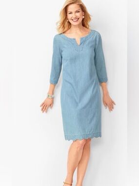 Talbots Woman 18w Light Blue Chambray Shift Dress